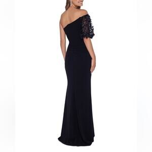 Club L London One Shoulder Black Formal Maxi Gown with Lace Overlay size 6